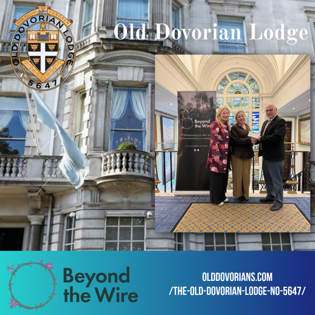 Old Dovorian Lodge Presents Cheque to Beyond The Wire